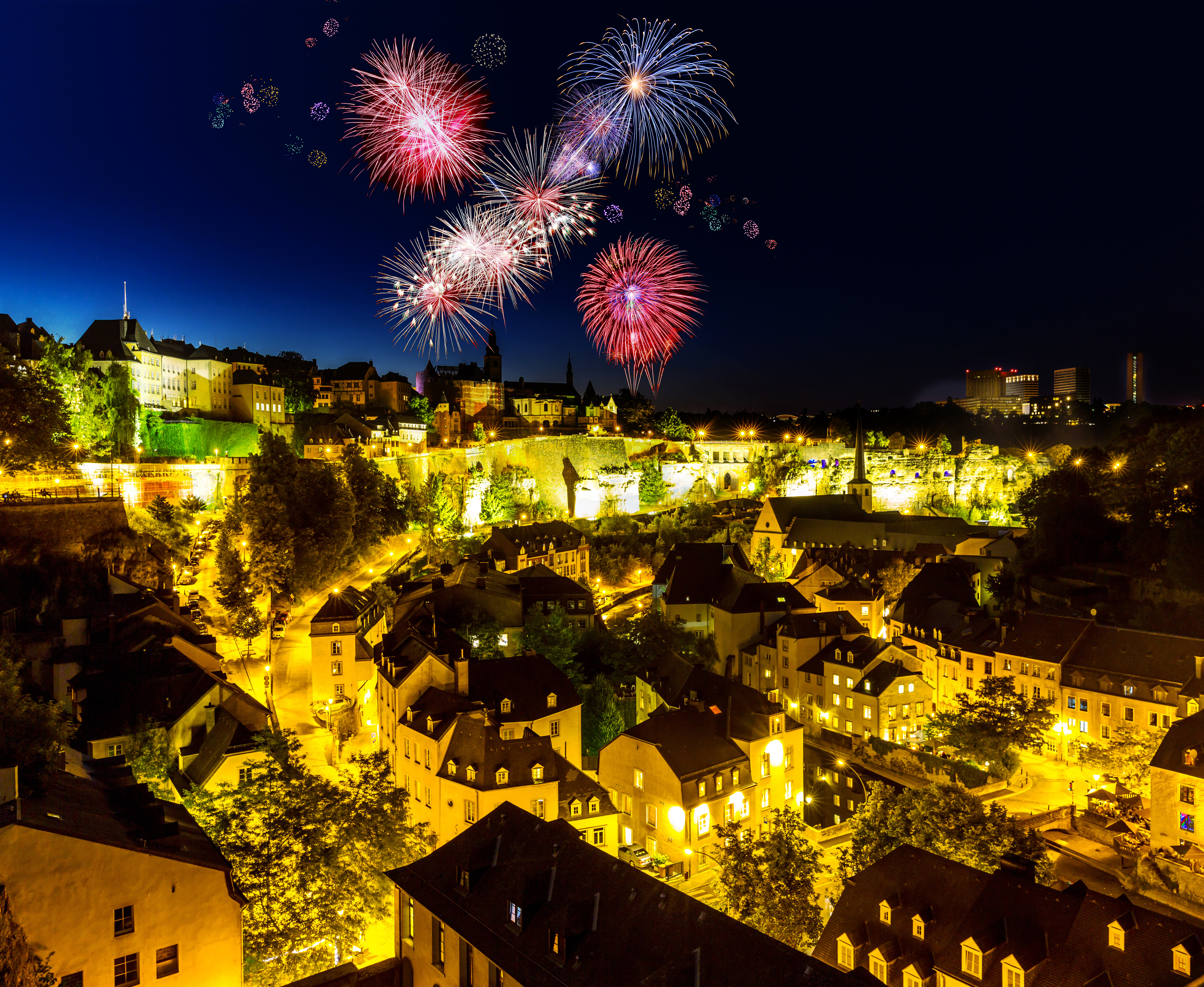luxembourg, feux d'artifice, luxembourg ville